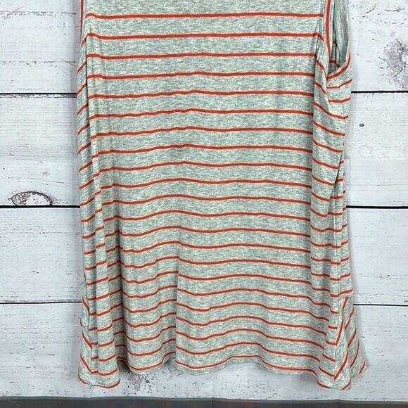CAbi 5331 Tank Top Shirt Womens Small Gray Orange Stripe Rayon Minimalist Boxy - Picture 5 of 10